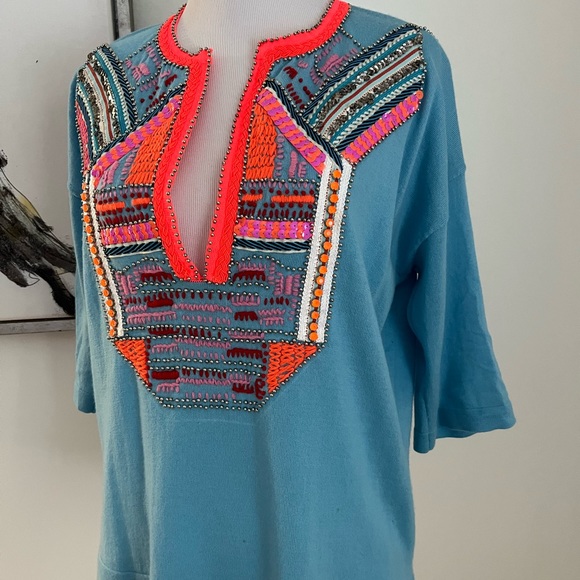 J. Crew Blue Embellished Sequin Pull Over Sweater Size Small - Picture 3 of 9